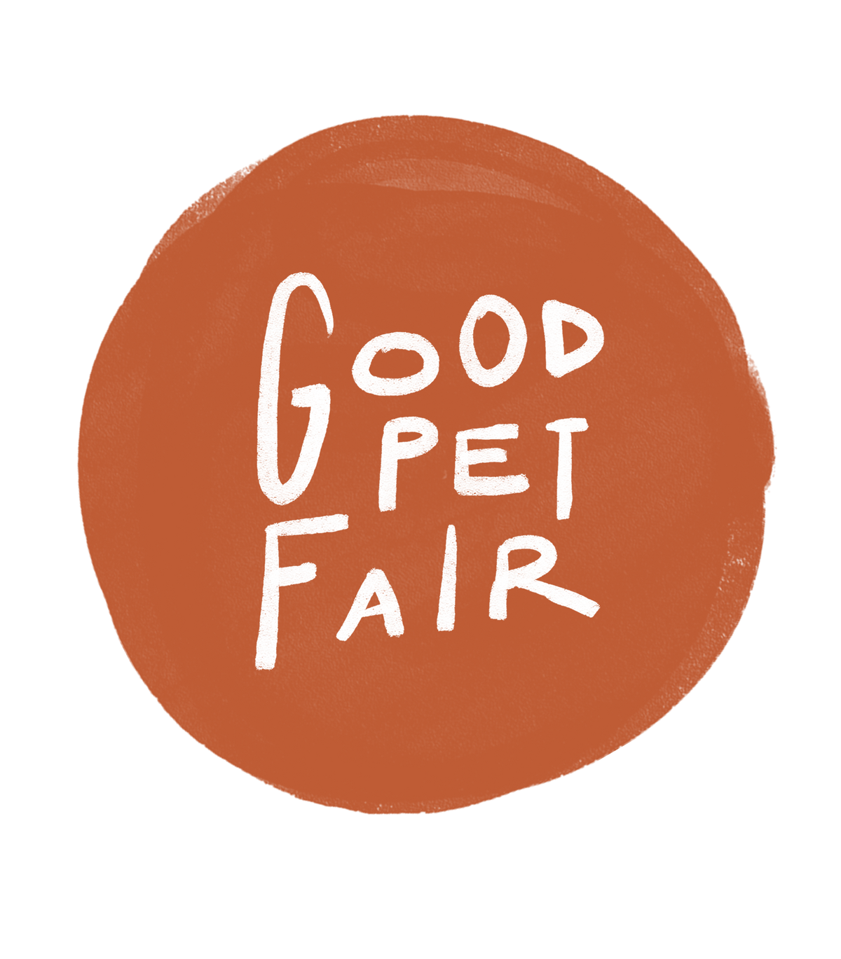 Brown circle with 'Good Pet Fair' text on a white background