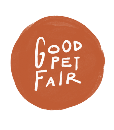 Brown circle with 'Good Pet Fair' text on a white background