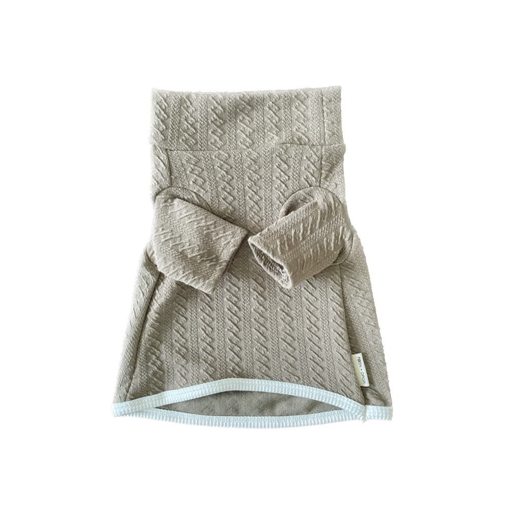 Knitted pet sweater on a white background