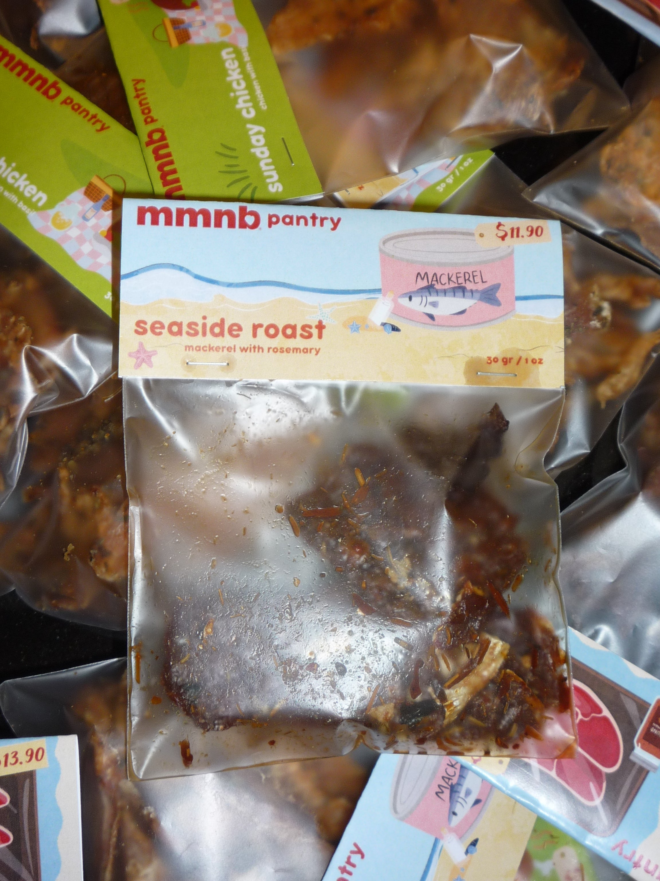 Close-up of a package of 'Seaside Roast' with visible branding and text.