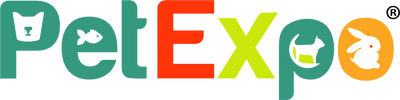 PetExpo logo with colorful text and icons on a white background