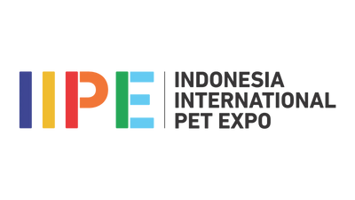Logo of Indonesia International Pet Expo with colorful letters on a white background